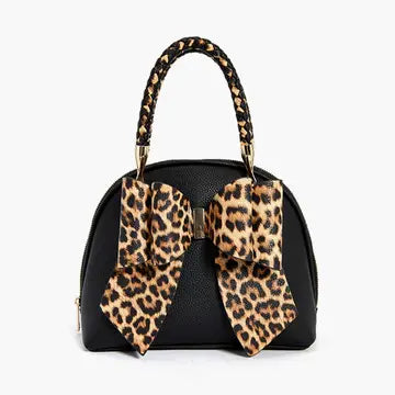 Cheetah Bow Black Purse